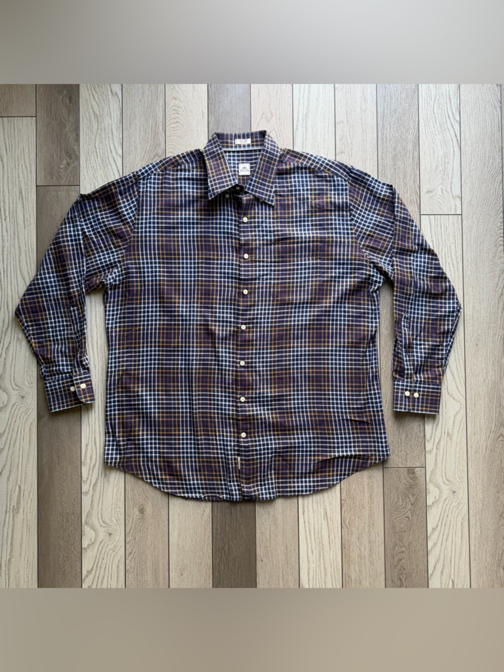 Peter Millar Men's Plaid Button-Down Shirt - Navy & Brown size XL